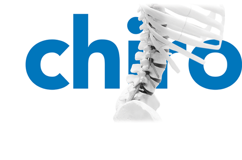 Advanta Medica bold blue chiropractor text with spine and ribcage icon